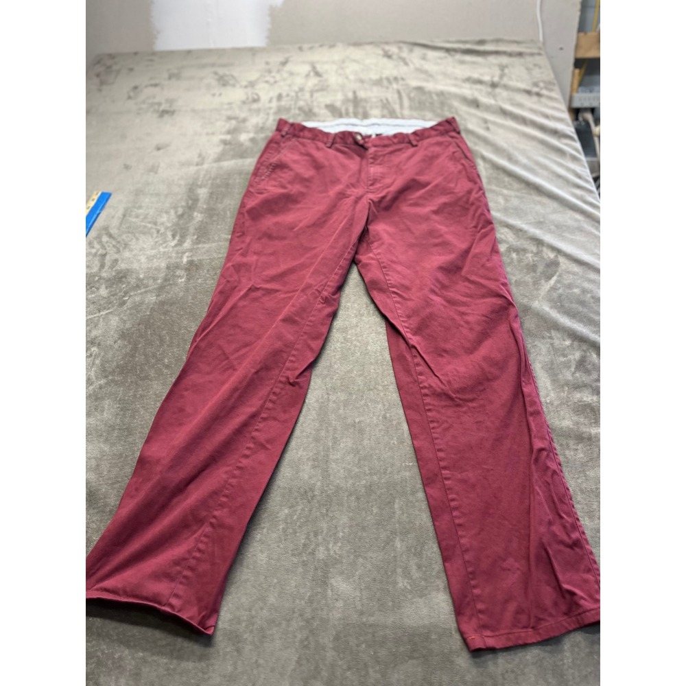 Peter Millar Men Chino Pants Burgundy Red Straight Leg Cotton Twill Size 34x31.5